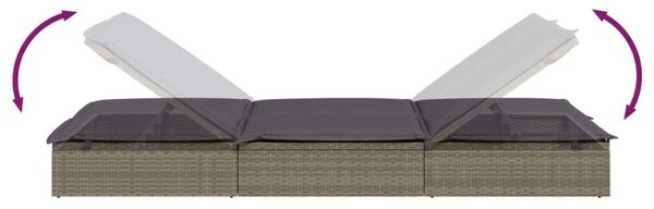 VidaXL Kétüléses Napozóágy - Polyrattan - Szürke