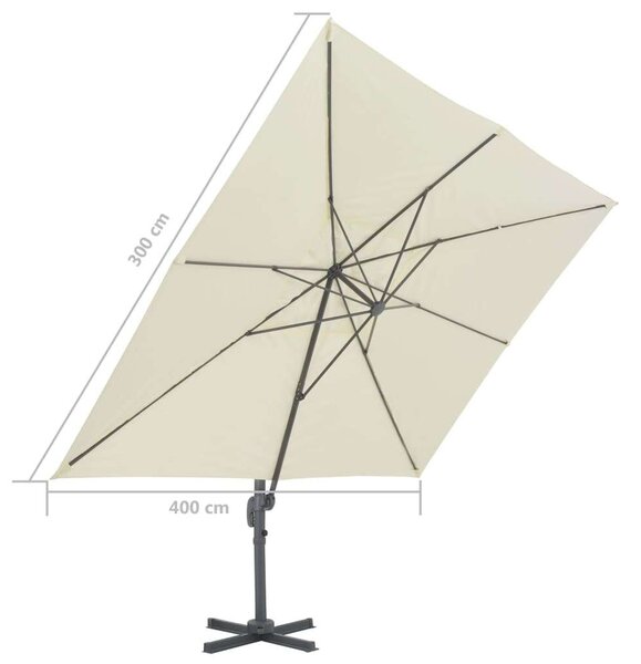 VidaXL homokszínű konzolos napernyő alumíniumrúddal 400 x 300 cm