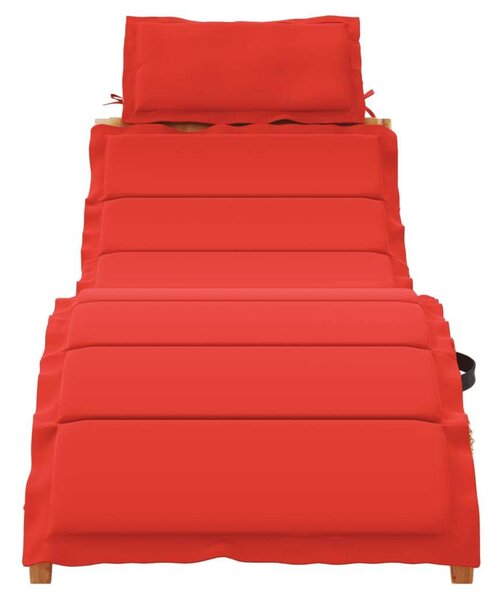 VidaXL Akácfa Napozóágy - Piros Párna - 184cm