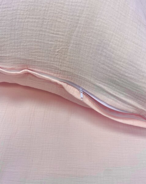 Muszlin ágyneműhuzat púder rózsaszín 140x200cm+90x70cm TiaHome