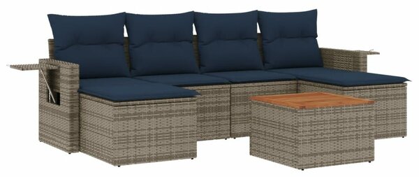 VidaXL 7 db szürke polyrattan kerti kanapégarnitúra párnákkal