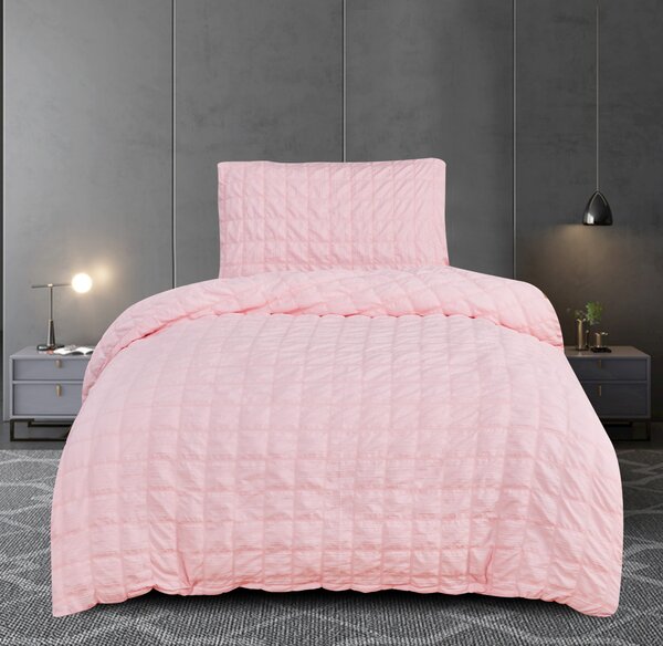 Krepp ágyneműhuzat Polycotton Neapol rózsaszín 200x140cm+90x70cm TiaHome