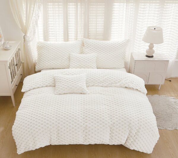 3 részes mikroplüss ágyneműhuzat 200x140cm+90x70cm Exkluzív Sweet fehér TiaHome