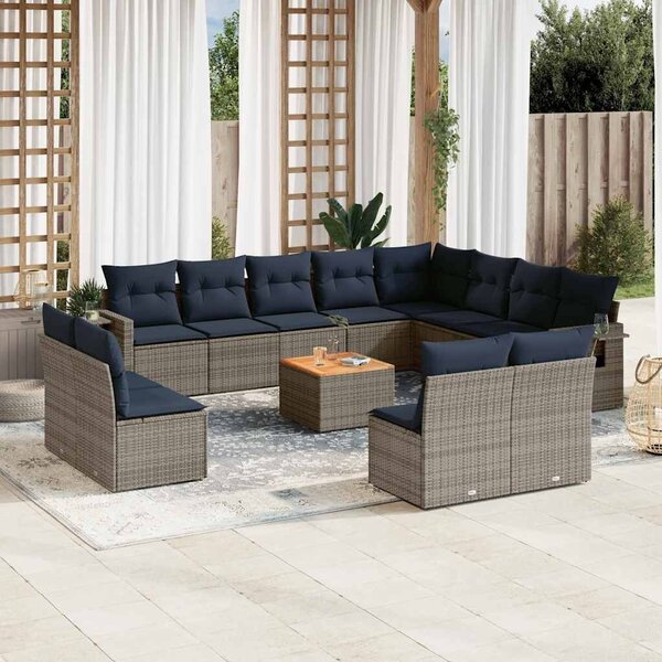 VidaXL 13 db szürke polyrattan kerti kanapégarnitúra párnákkal