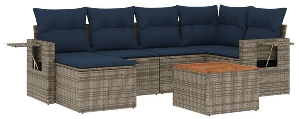 VidaXL 7 db szürke polyrattan kerti kanapégarnitúra párnákkal