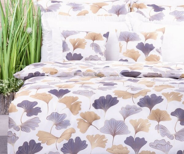 Ginko arany krepp ágyneműhuzat TiaHome - 1x Párna 90x70cm, 1x Paplan 140x200cm