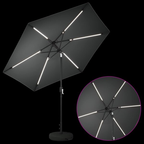 VidaXL Kerti napernyő LED világítással és talppal 270 x 270 cm