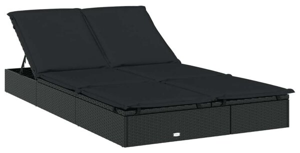 VidaXL Napozóágy - 2 Személyes - Fekete - 211x112x140cm
