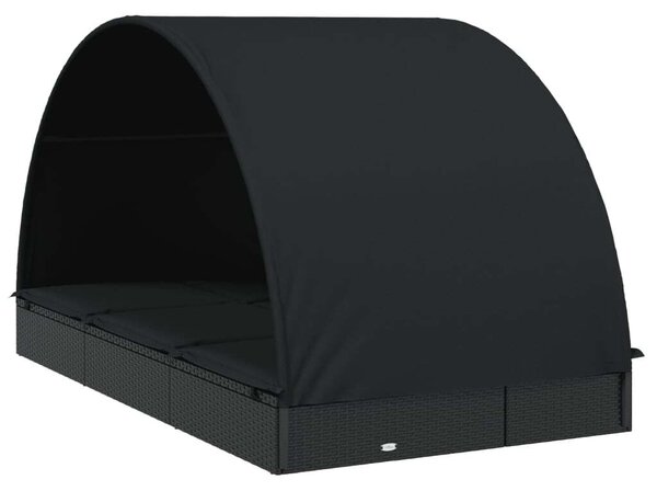 VidaXL Napozóágy - 2 Személyes - Fekete - 211x112x140cm