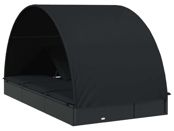 VidaXL Napozóágy - 2 Személyes - Fekete - 211x112x140cm