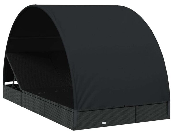 VidaXL Napozóágy - 2 Személyes - Fekete - 211x112x140cm