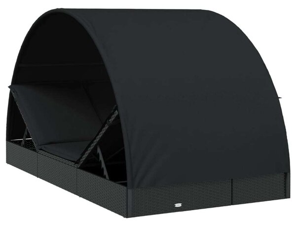 VidaXL Napozóágy - 2 Személyes - Fekete - 211x112x140cm