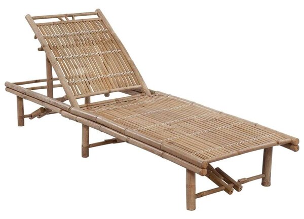 VidaXL Bambusz Napozóágy - 200x65cm - Fekete Párnával