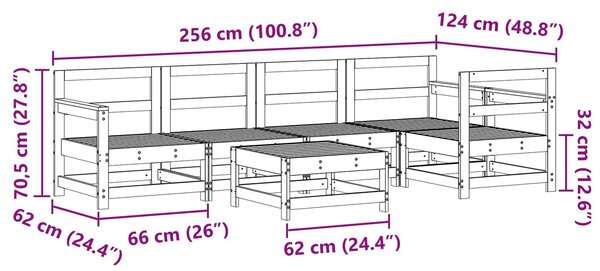 VidaXL Kerti lounge szett 6 pcs Viaszbarna Tömör fenyő