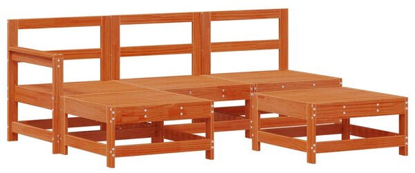 VidaXL Kerti lounge szett 5 pcs Viaszbarna Tömör fenyő