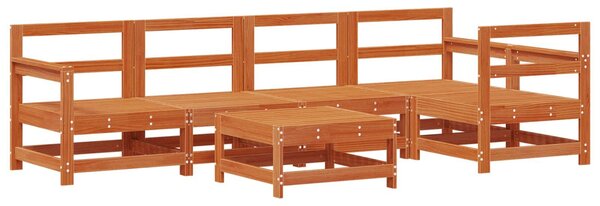 VidaXL Kerti lounge szett 6 pcs Viaszbarna Tömör fenyő