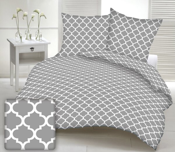 Monaco szürke pamut ágyneműhuzat TiaHome - 1x Párna 90x70cm, 1x Paplan 140x200cm