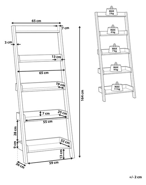 Ötszintes polcos elem MOBILE TRIO 164 cm Barna/fehér