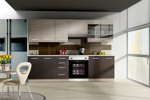 Konyha Chasma 260 cm (ferrara tölgy + sötét legno)