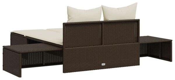 VidaXL Dupla Napozóágy - Barna Polyrattan - 162cm