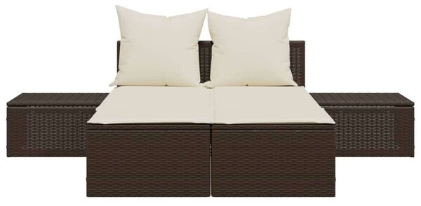 VidaXL Dupla Napozóágy - Barna Polyrattan - 162cm