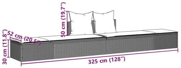VidaXL Dupla Napozóágy - Barna Polyrattan - 162cm