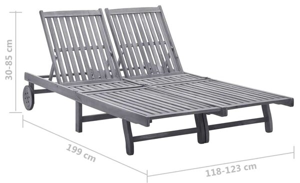 VidaXL Akácfa Napozóágy - 2 Személyes - 199x118-123 cm