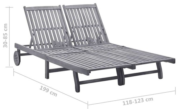 VidaXL Akácfa Napozóágy - 2 Személyes - 199x118-123 cm