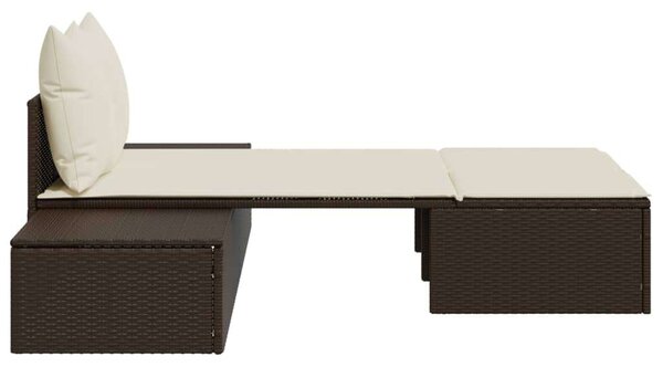 VidaXL Dupla Napozóágy - Barna Polyrattan - 162cm