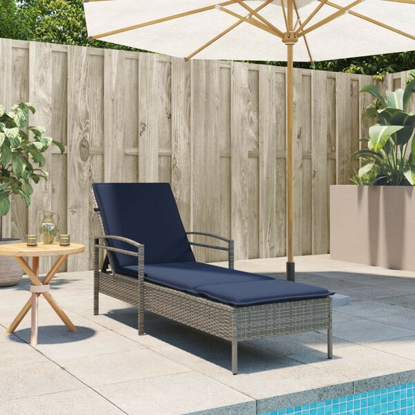 VidaXL napozóágy párnával 63 x 200 x 81 cm, polyrattan (csak az USA-ban), Szürke