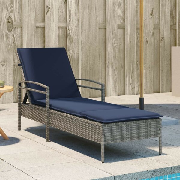 VidaXL napozóágy párnával 63 x 200 x 81 cm, polyrattan (csak az USA-ban), Szürke