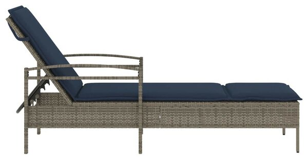 VidaXL napozóágy párnával 63 x 200 x 81 cm, polyrattan (csak az USA-ban), Szürke