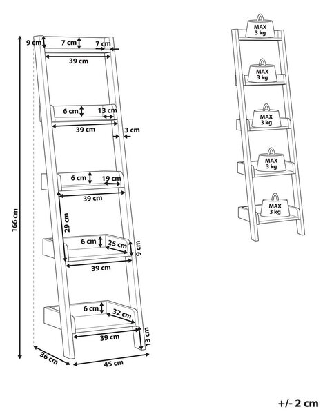 Ötszintes polcos elem MOBILE DUO 166 cm Barna/fehér