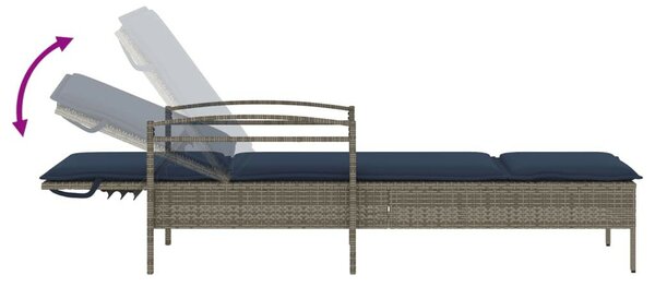VidaXL napozóágy párnával 63 x 200 x 81 cm, polyrattan (csak az USA-ban), Szürke
