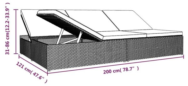 VidaXL Polyrattan Napozóágy/Kanapé - 200x121 cm
