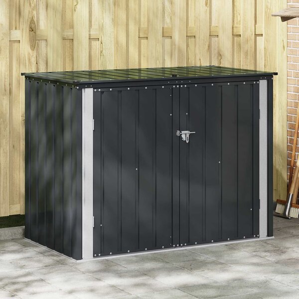 VidaXL Kerti Tároló Doboz Fekete 151,5 x 82 x 110,5 cm Acél