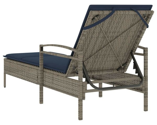VidaXL napozóágy párnával 63 x 200 x 81 cm, polyrattan (csak az USA-ban), Szürke