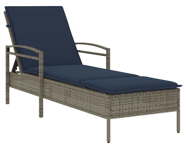 VidaXL napozóágy párnával 63 x 200 x 81 cm, polyrattan (csak az USA-ban), Szürke