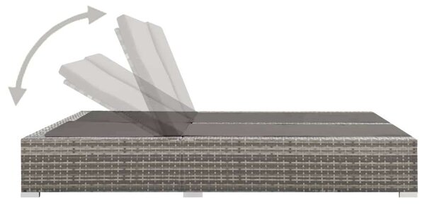 VidaXL Kétüléses Polyrattan Napozóágy - Szürke - 202x145cm