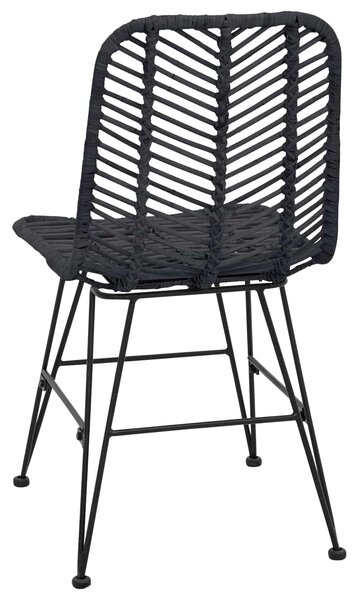 VidaXL Étkezőszék 2 pcs Fekete 44.5 x 55 x 85 cm Rattan és Vas