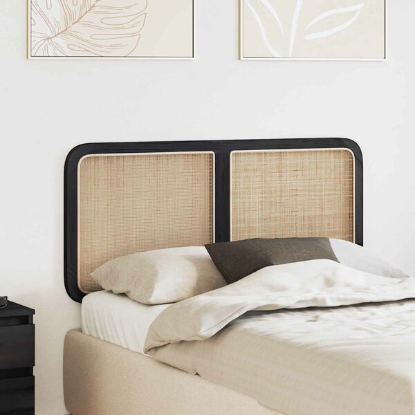 VidaXL Fejtámla fejtámlával Fekete 120 x 55 x 3 cm Rattan