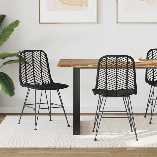 VidaXL Étkezőszék 2 pcs Fekete 44.5 x 55 x 85 cm Rattan és Vas