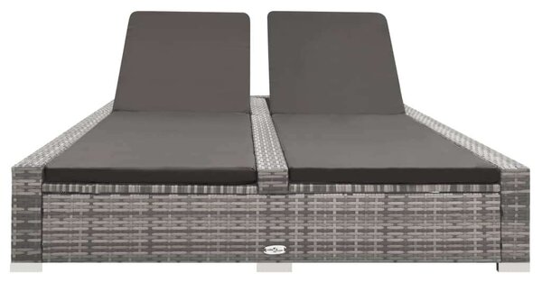 VidaXL Kétüléses Polyrattan Napozóágy - Szürke - 202x145cm