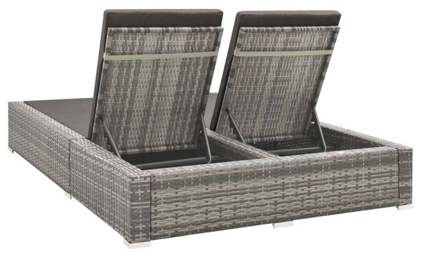 VidaXL Kétüléses Polyrattan Napozóágy - Szürke - 202x145cm