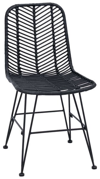VidaXL Étkezőszék 2 pcs Fekete 44.5 x 55 x 85 cm Rattan és Vas