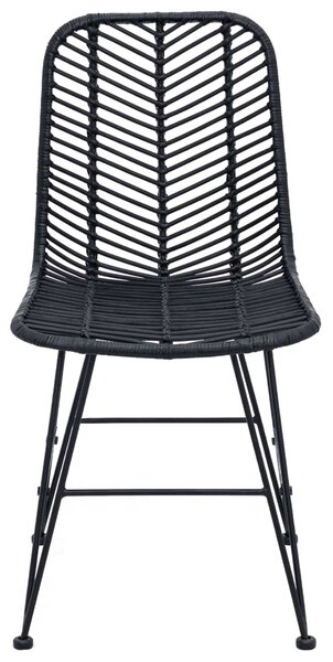 VidaXL Étkezőszék 2 pcs Fekete 44.5 x 55 x 85 cm Rattan és Vas