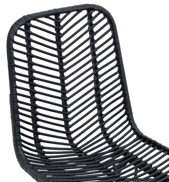 VidaXL Étkezőszék 2 pcs Fekete 44.5 x 55 x 85 cm Rattan és Vas