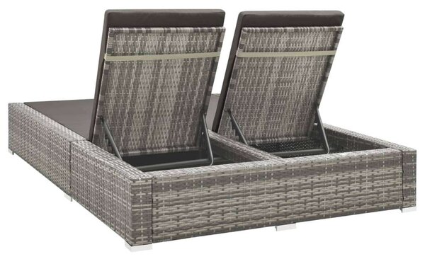 VidaXL Kétüléses Polyrattan Napozóágy - Szürke - 202x145cm