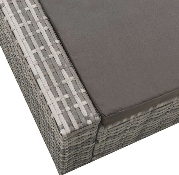 VidaXL Kétüléses Polyrattan Napozóágy - Szürke - 202x145cm