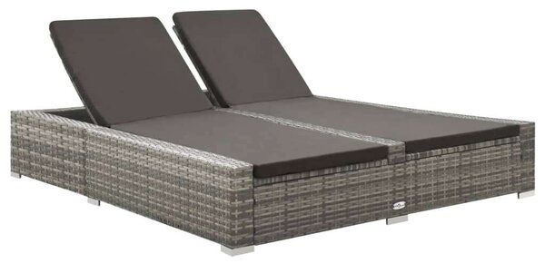 VidaXL Kétüléses Polyrattan Napozóágy - Szürke - 202x145cm